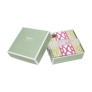 Caspari Knots And Spots Green & Fuchsia Boxed Cocktail Napkins - 40 Per Box 18460B