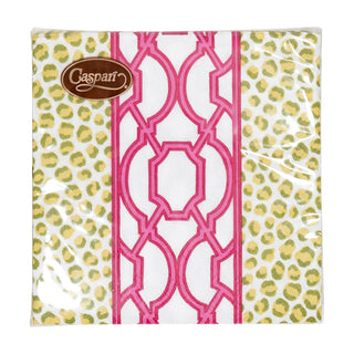 Caspari Knots And Spots Green & Fuchsia Cocktail Napkins - 20 Per Package 18460C