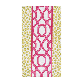 Caspari Knots And Spots Green & Fuchsia Guest Towel Napkins - 15 Per Package 18460G