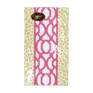 Caspari Knots And Spots Green & Fuchsia Guest Towel Napkins - 15 Per Package 18460G