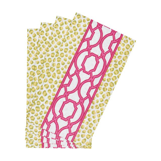 Caspari Knots And Spots Green & Fuchsia Guest Towel Napkins - 15 Per Package 18460G