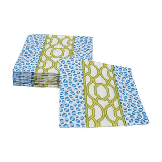 Caspari Knots And Spots Blue & Green Cocktail Napkins - 20 Per Package 18461C