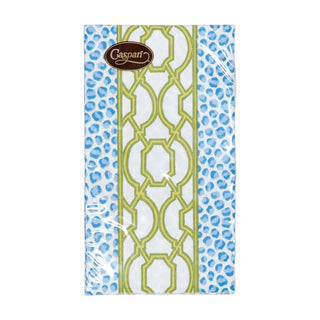 Caspari Knots And Spots Blue & Green Guest Towel Napkins - 15 Per Package 18461G