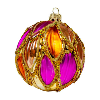 Silverado Petal Ball Ornament in Fuchsia and Orange 18470