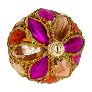 Silverado Petal Ball Ornament in Fuchsia and Orange 18470