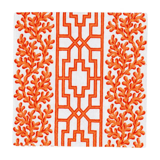 Caspari Coral And Trellis Coral Boxed Cocktail Napkins - 40 Per Box 18470B