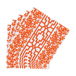 Caspari Coral And Trellis Coral Cocktail Napkins - 20 Per Package 18470C