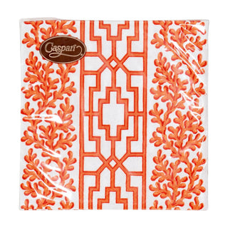 Caspari Coral And Trellis Coral Cocktail Napkins - 20 Per Package 18470C