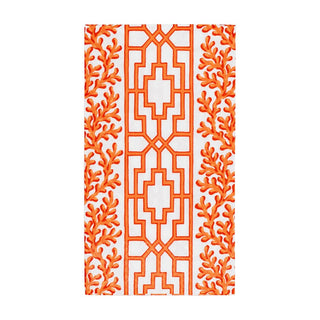 Caspari Coral And Trellis Coral Guest Towel Napkins - 15 Per Package 18470G