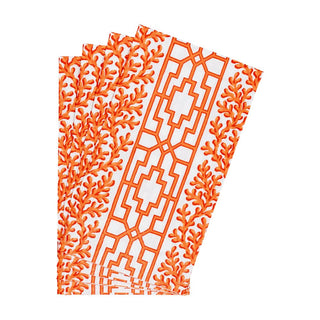 Caspari Coral And Trellis Coral Guest Towel Napkins - 15 Per Package 18470G