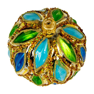 Silverado Petal Ball Ornament in Lime Green & Turquoise 18471