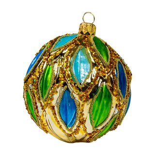 Silverado Petal Ball Ornament in Lime Green & Turquoise 18471