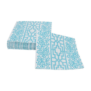 Caspari Coral And Trellis Robin's Egg Cocktail Napkins - 20 Per Package 18471C