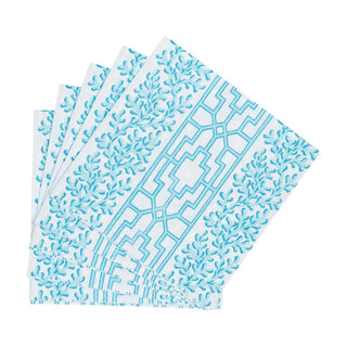 Caspari Coral And Trellis Robin's Egg Cocktail Napkins - 20 Per Package 18471C