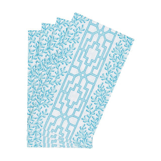 Caspari Coral And Trellis Robin's Egg Guest Towel Napkins - 15 Per Package 18471G