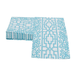 Caspari Coral And Trellis Robin's Egg Guest Towel Napkins - 15 Per Package 18471G