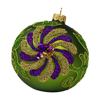 Silverado Jeweled Chrysanthemum Ornament in Green & Purple 18476