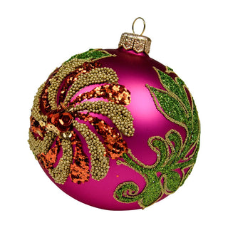 Silverado Jeweled Chrysanthemum Ornament in Fuchsia & Orange 18477