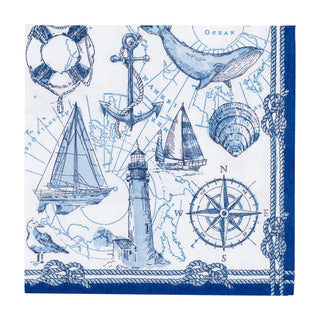 Caspari To The Lighthouse Cocktail Napkins - 20 Per Package 18480C