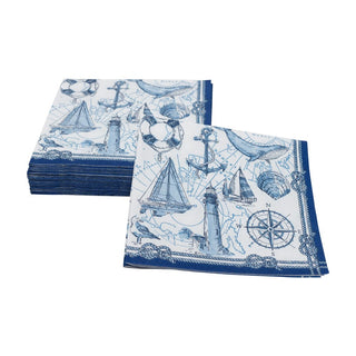 Caspari To The Lighthouse Cocktail Napkins - 20 Per Package 18480C