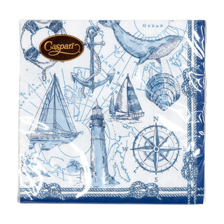 Caspari To The Lighthouse Cocktail Napkins - 20 Per Package 18480C