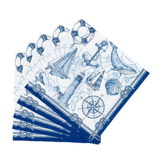 Caspari To The Lighthouse Cocktail Napkins - 20 Per Package 18480C