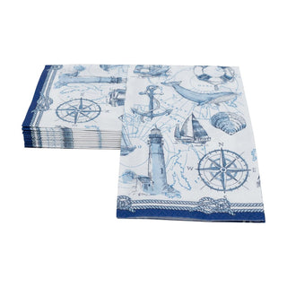 Caspari To The Lighthouse Guest Towel Napkins - 15 Per Package 18480G