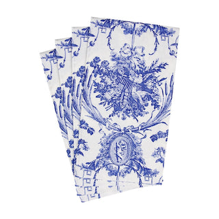 Caspari Romantic Toile Blue Guest Towel Napkins - 15 Per Package 3300G