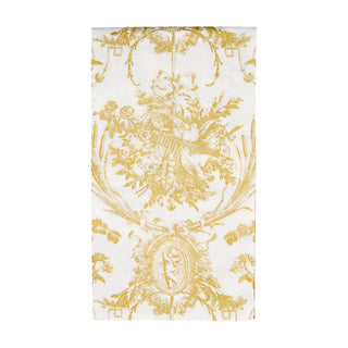 Caspari Romantic Toile Gold Guest Towel Napkins - 15 Per Package 3303G