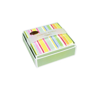 Caspari Cabana Stripe Bright Boxed Cocktail Napkins - 40 Per Box 4640B