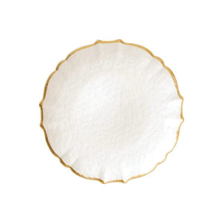 Vietri Baroque Glass Salad Plate in White 663698407935