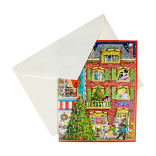 Caspari Village With Animals Boxed Christmas Cards - 15 Christmas Cards & 15 Envelopes 84214