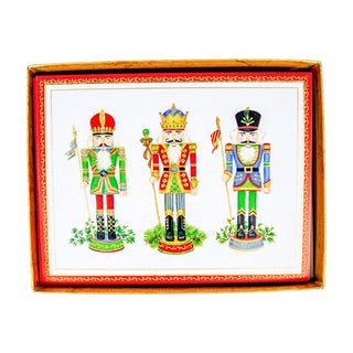 Caspari Nutcrackers Embossed Foil Large Boxed Christmas Cards - 10 Christmas Cards & 10 Envelopes 87313