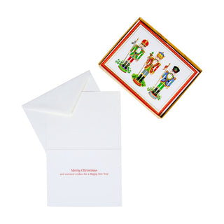 Caspari Nutcrackers Embossed Foil Large Boxed Christmas Cards - 10 Christmas Cards & 10 Envelopes 87313