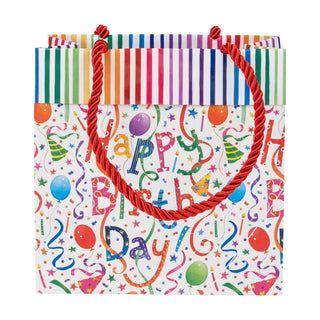 Caspari Happy Birthday Small Square Gift Bags - One Gift Bag Included 88230B1.5