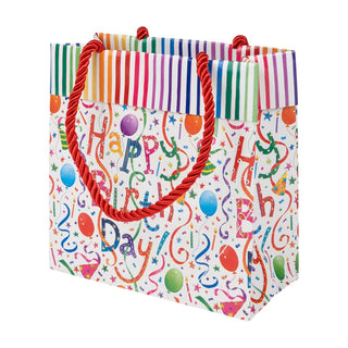 Caspari Happy Birthday Small Square Gift Bags - One Gift Bag Included 88230B1.5