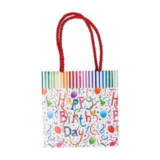 Caspari Happy Birthday Small Square Gift Bags - One Gift Bag Included 88230B1.5