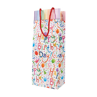 Caspari Happy Birthday Wine & Bottle Gift Bags - One Gift Bag Included 88230B4