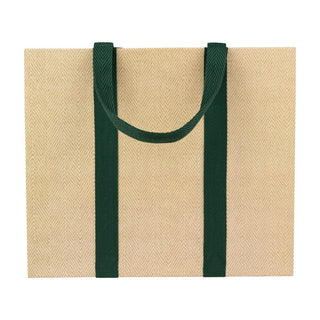 Caspari Jute And Twill Large Natural & Hunter Gift Bags - One Gift Bag Included 89582B3