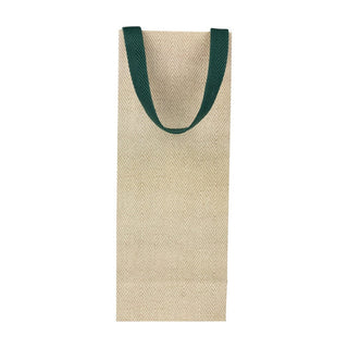 Caspari Jute And Twill Natural & Hunter Wine & Bottle Gift Bags - One Gift Bag Included 89582B4