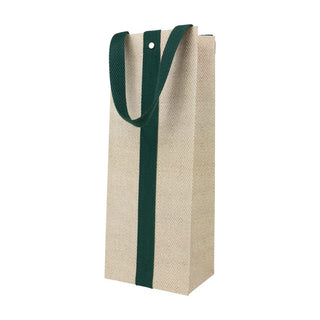 Caspari Jute And Twill Natural & Hunter Wine & Bottle Gift Bags - One Gift Bag Included 89582B4