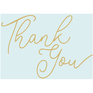 Caspari Thank You Script-Robins Egg Blue Foil Thank You Notes - 8 Note Cards And Envelopes 90617.44B