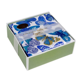 Caspari Butterflies Boxed Cocktail Napkins in Blue - 40 Per Box 9063B