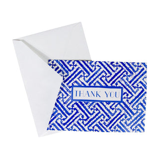 Caspari Fretwork Blue Thank You Notes - 8 Note Cards And Envelopes 91607.44B