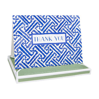 Caspari Fretwork Blue Thank You Notes - 8 Note Cards And Envelopes 91607.44B