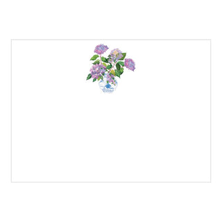 Caspari Hydrangeas And Porcelain Correspondence Cards - 12 Per Package 92618CCU12