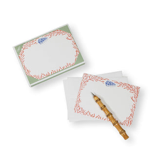 Caspari Shell And Coral Correspondence Cards - 12 Per Package 93611CCU12