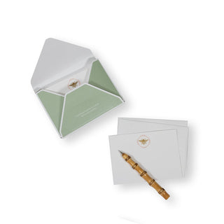 Caspari Bee Crest Foil Correspondence Cards - 12 Per Package 93613CCU12