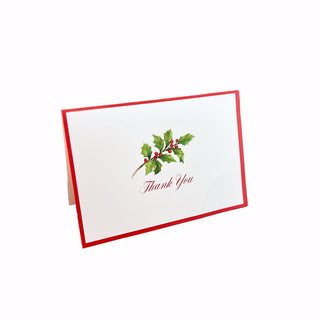 Caspari Holly Sprig Thank You Notes - 8 Thank You Notes and Envelopes per Box 93627.44B