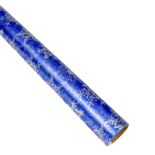 Caspari Snowfall-Blue Foil Gift Wrap - One 30" X 6' Roll 94323RCF